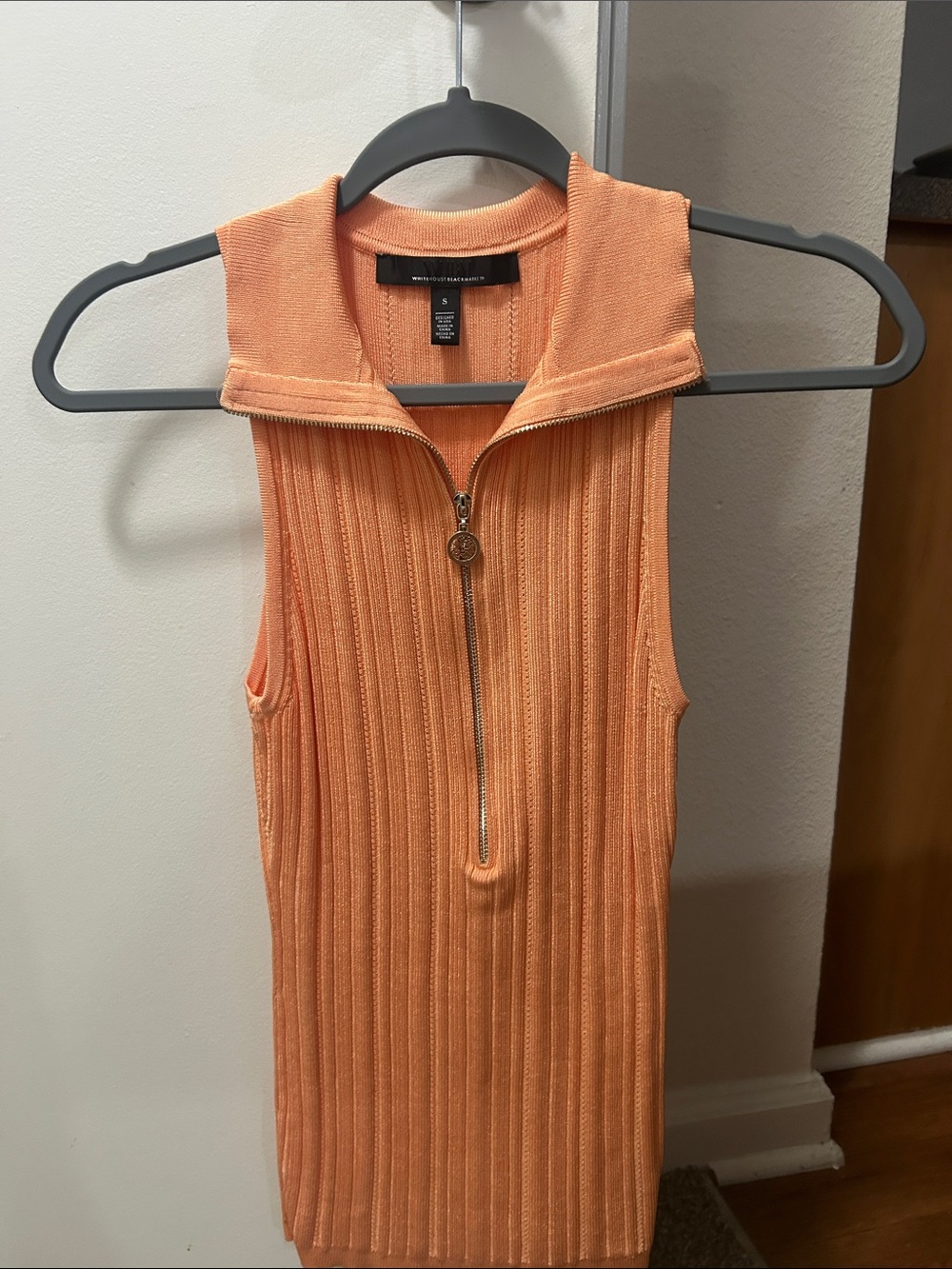 Sleeveless Ribbed Zip-Up Tank Dress - Peach Orange